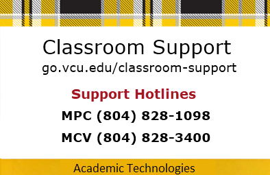 Image of Classroom Support business card with hotline phone numbers