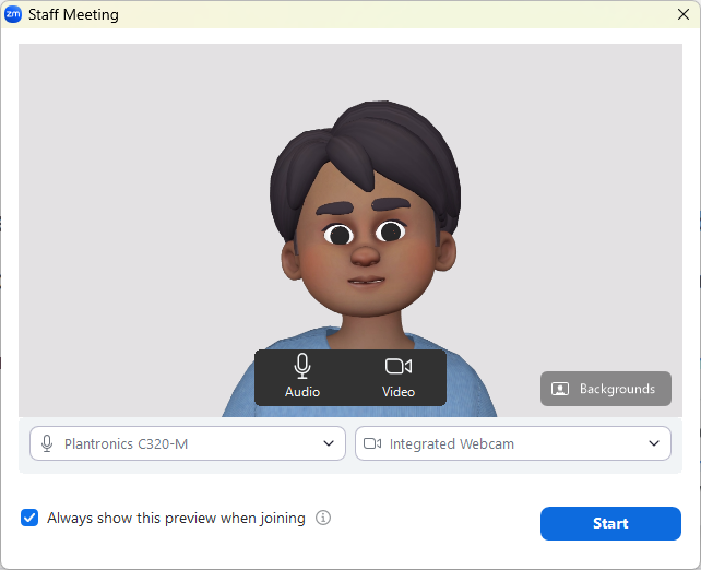Zoom dialog box asking to use your camera image