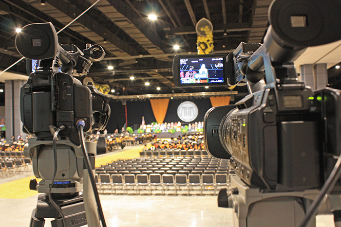 Image of video production shoot for graduation