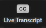 Zoom icon for live transcript,  allowing closed captions