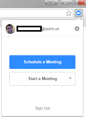Image of the Google Chrome extension page for scheduling meetings