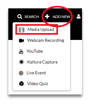 Image of the screen for uploading Zoom videos to Kaltura