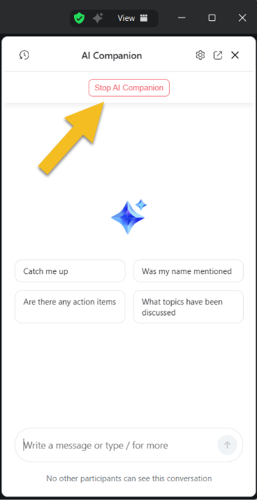 button to request disabling of AI Companion features